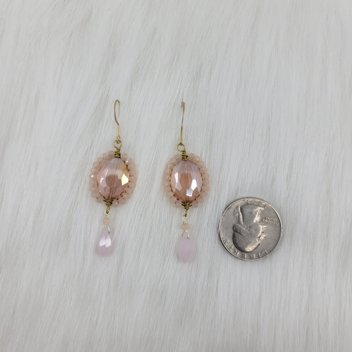 Crystal Beads Wrapped Teardrop Earrings With Drop Crystal