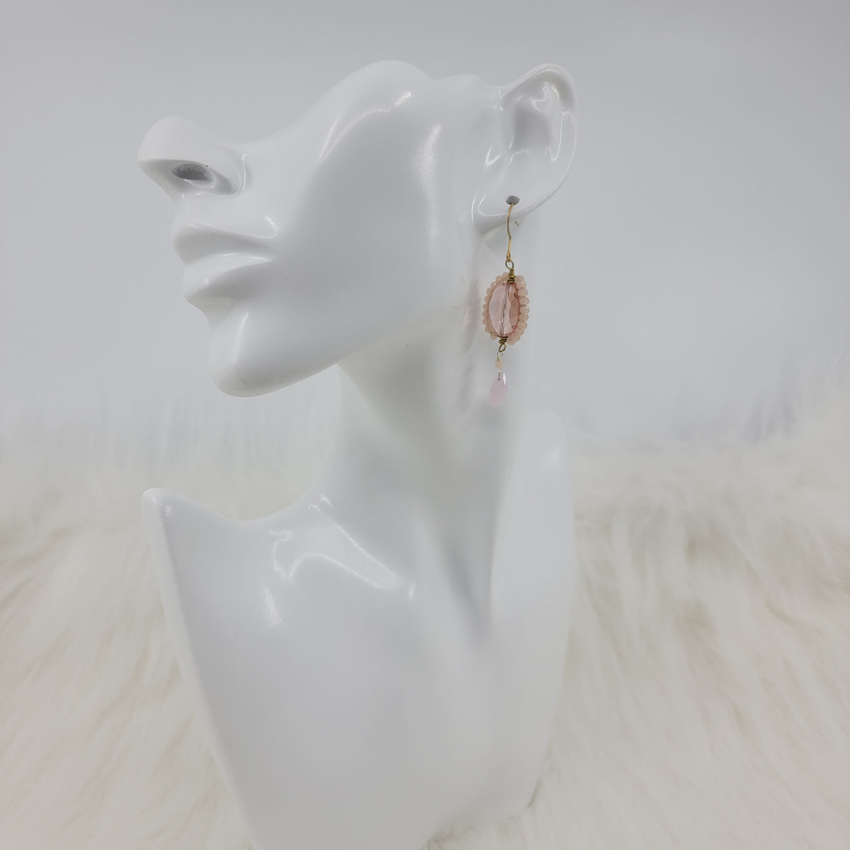 Crystal Beads Wrapped Teardrop Earrings With Drop Crystal