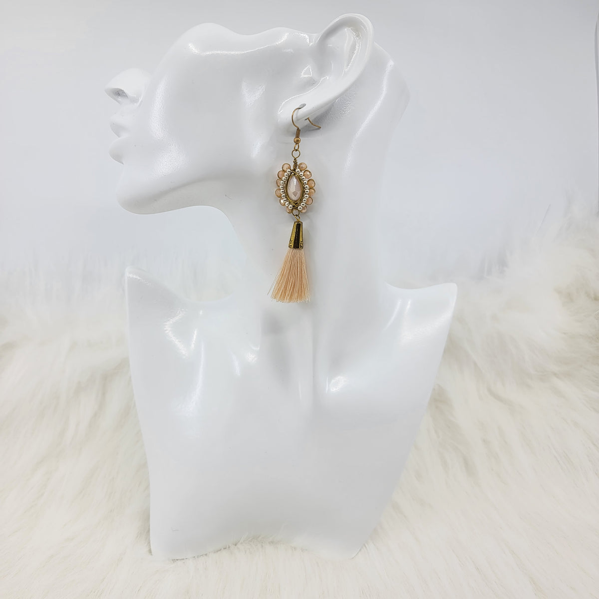 Oval Crystal Wire Wrapped Earrings With Tassels