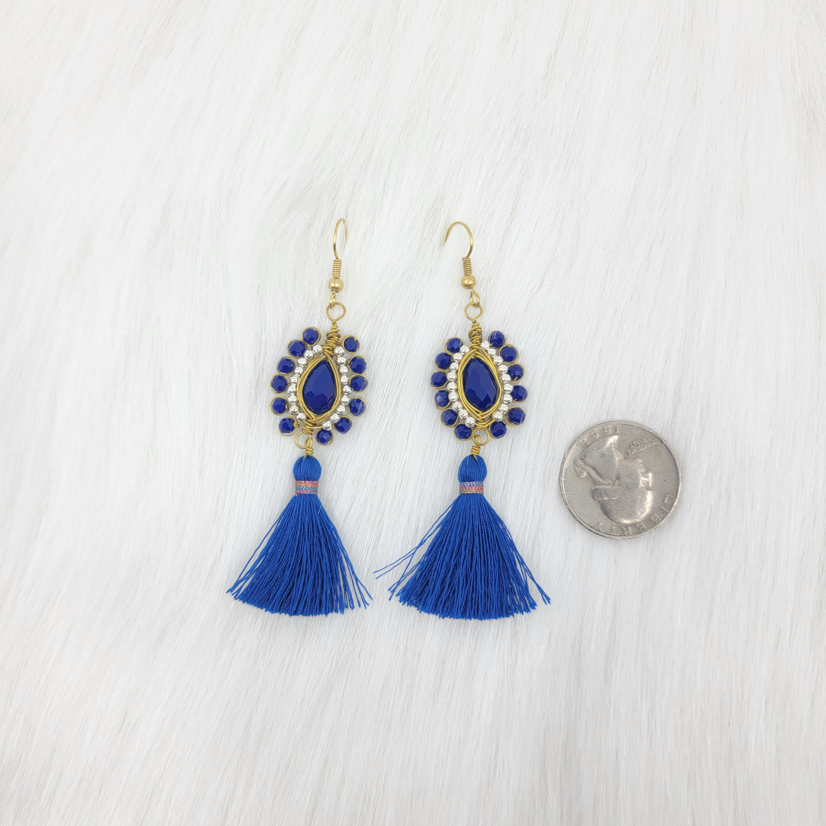 Oval Crystal Wire Wrapped Earrings With Tassels