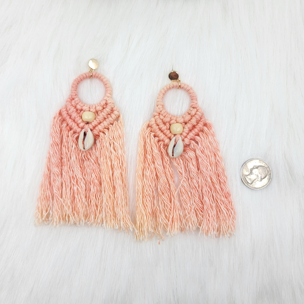 Macramé Earrings With Cowrie Shells