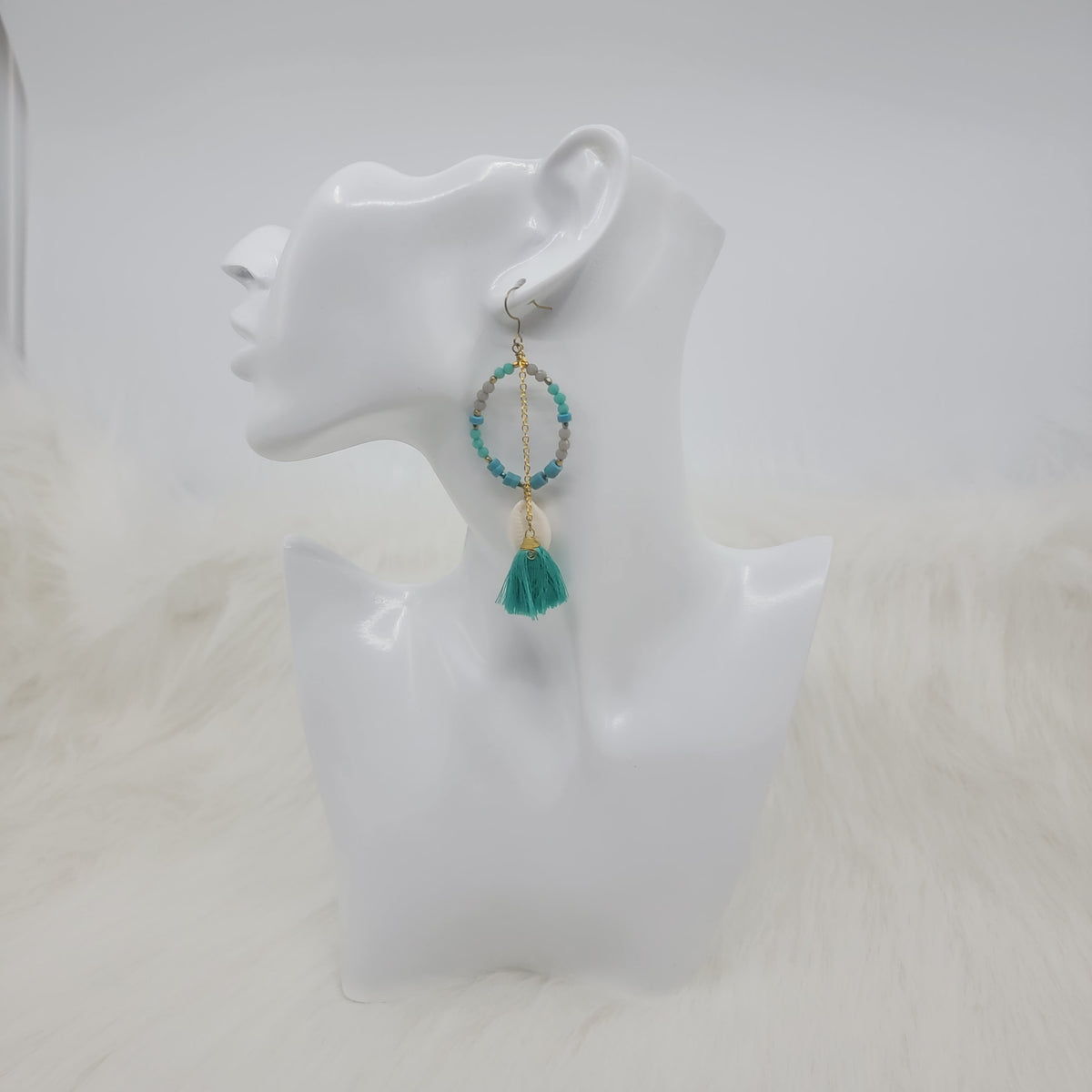 Crystal Beads With Tassels and Cowrie Shell