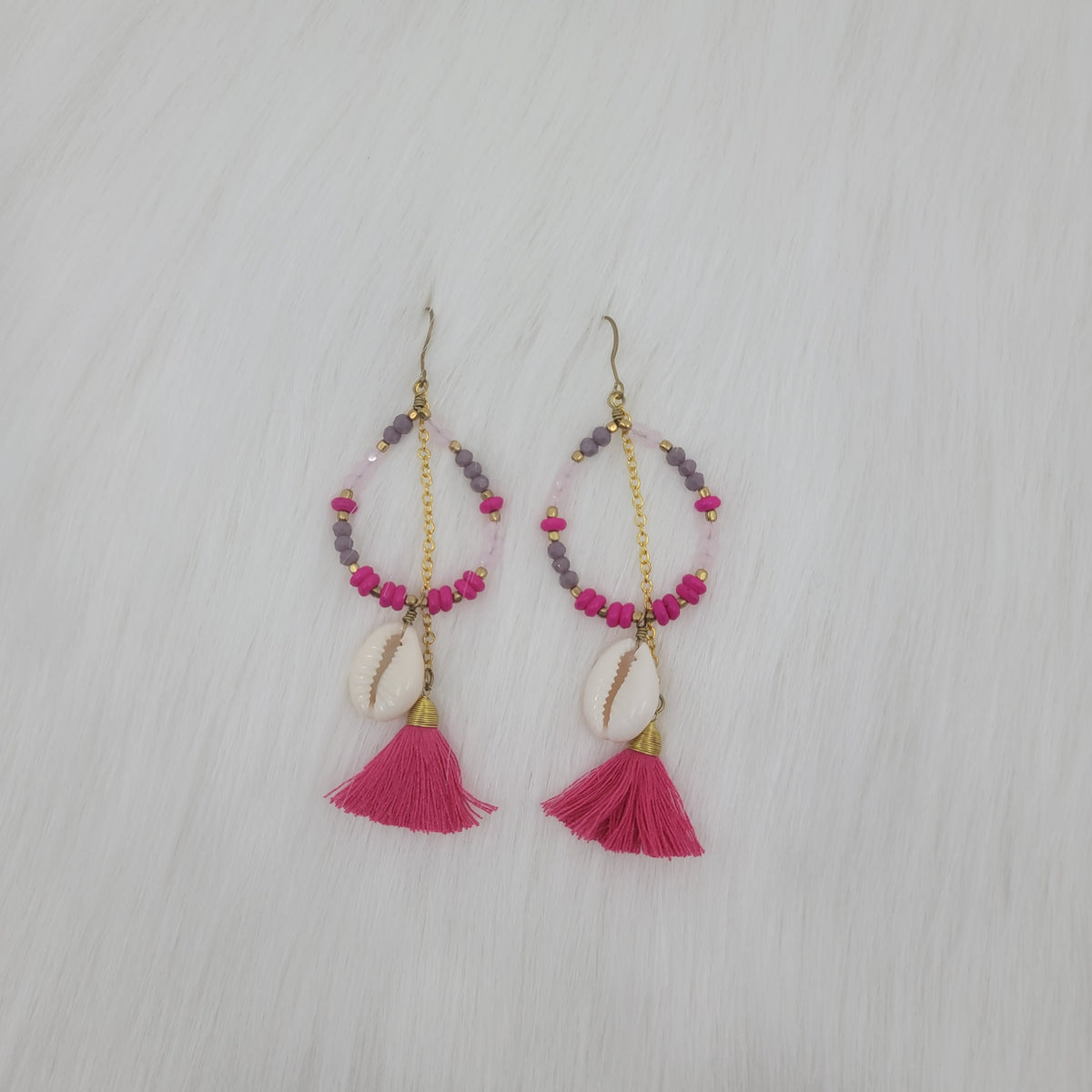 Crystal Beads With Tassels and Cowrie Shell