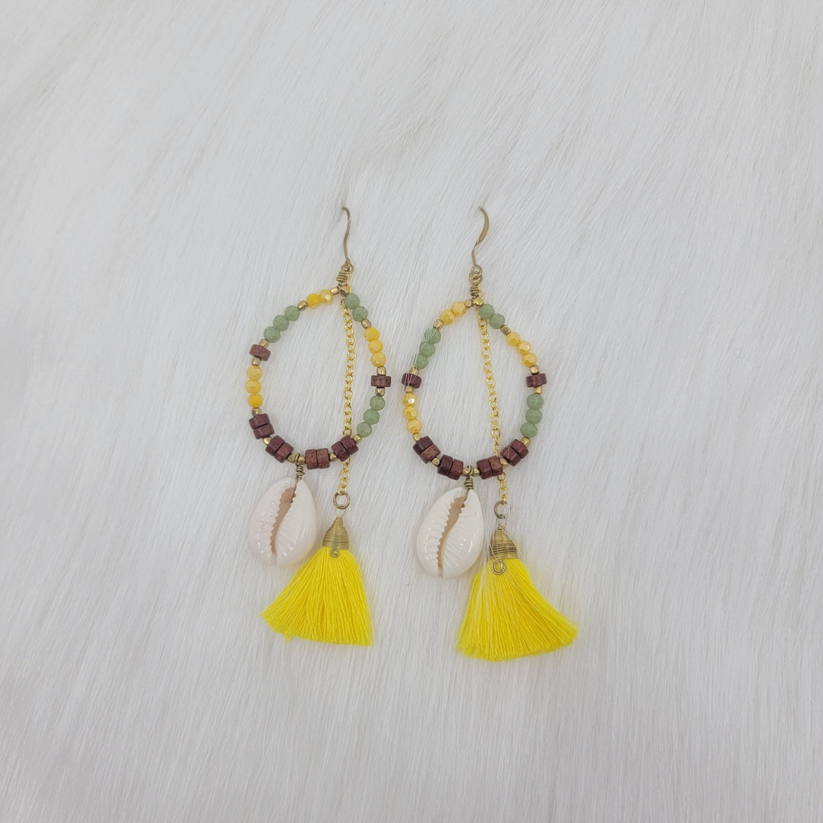 Crystal Beads With Tassels and Cowrie Shell