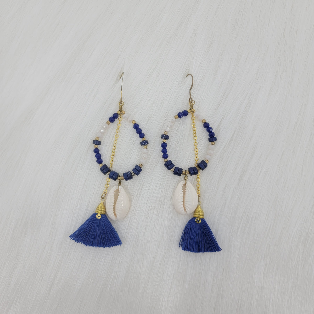 Crystal Beads With Tassels and Cowrie Shell