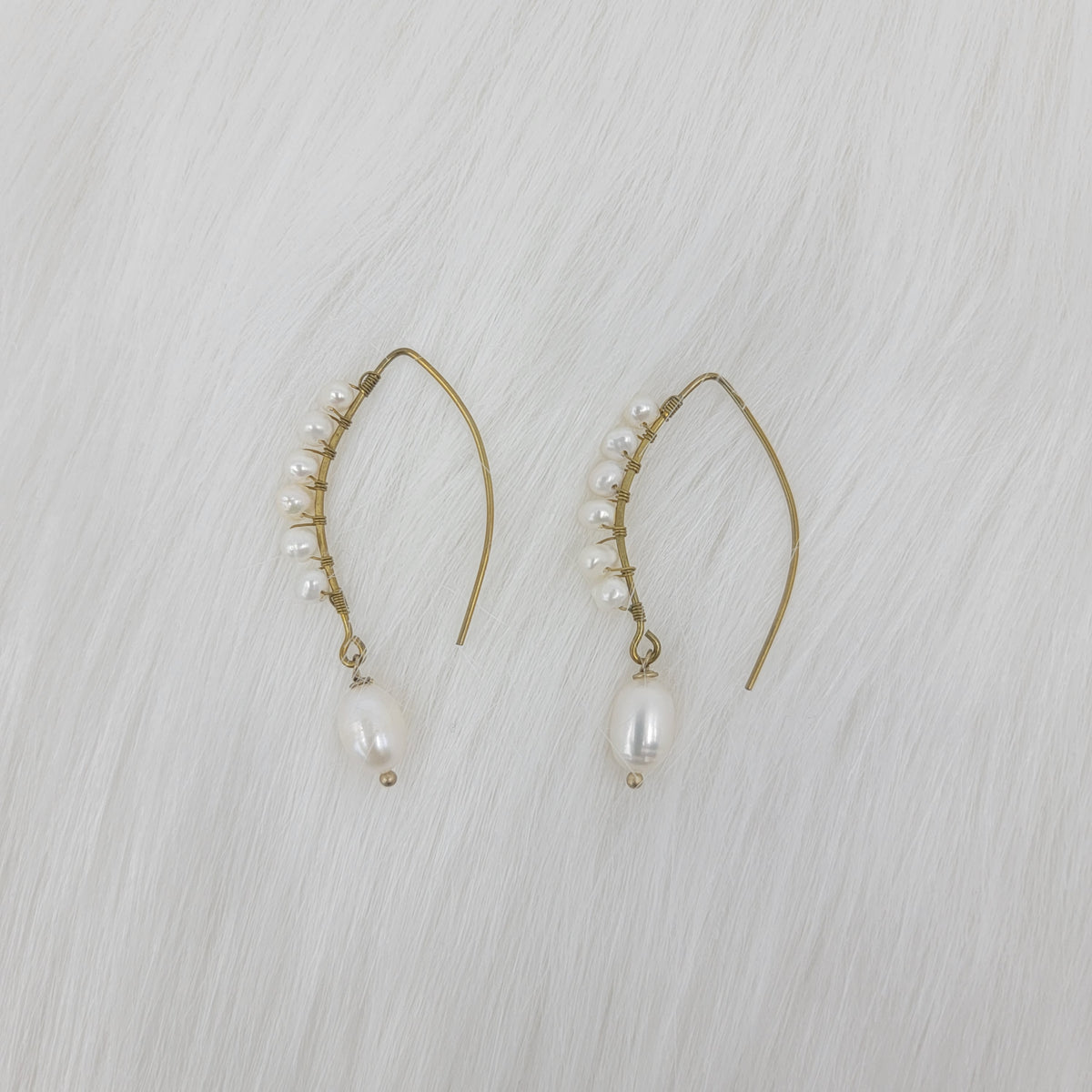 Fresh Water Pearl Wrapped Over Brass Hooks Earrings