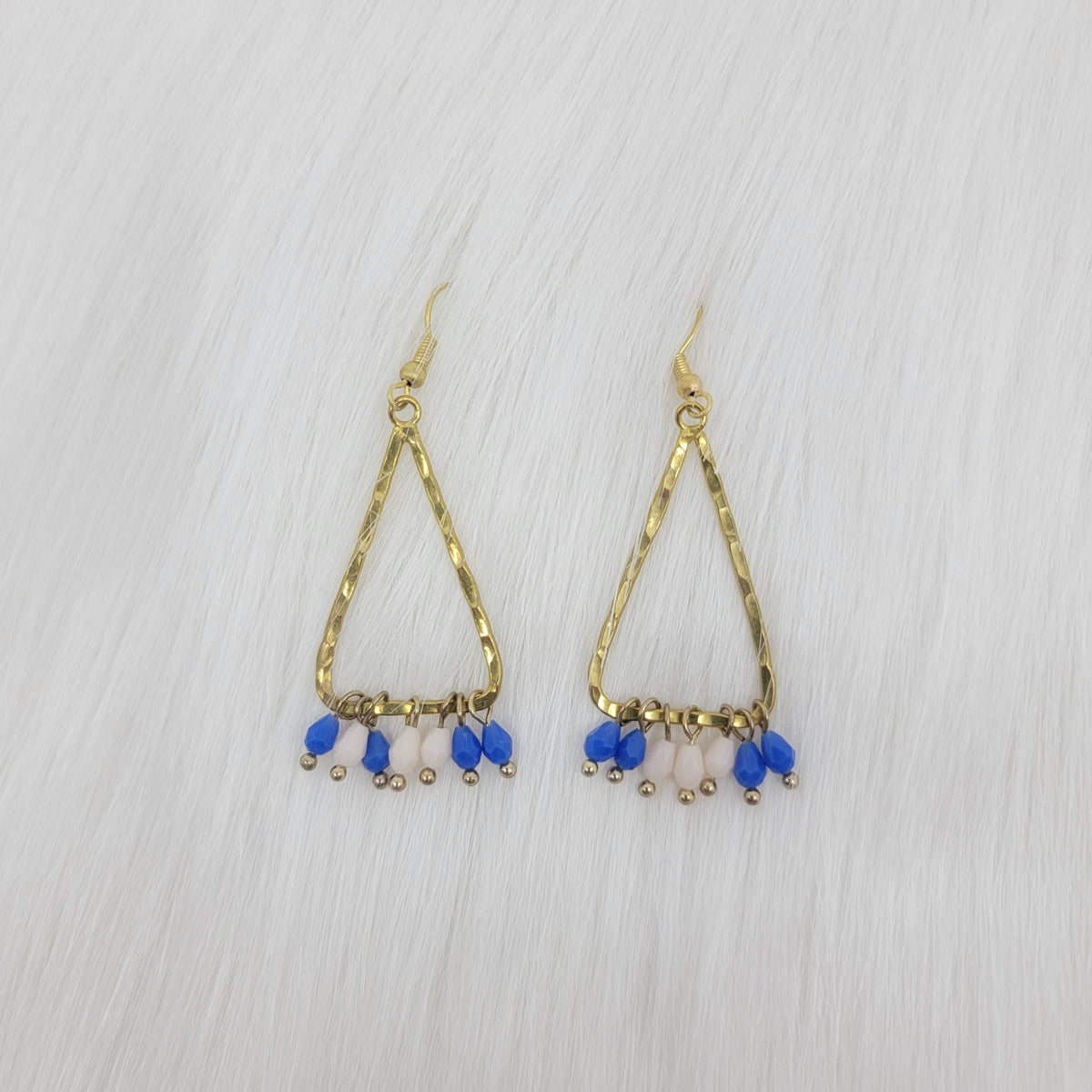 Hammered Triangle Dangle With Crystal Earrings