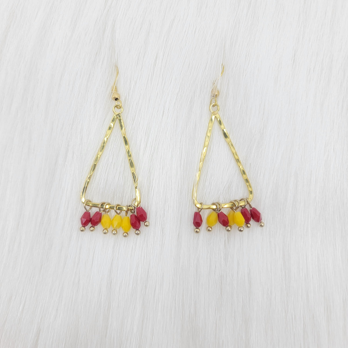 Hammered Triangle Dangle With Crystal Earrings