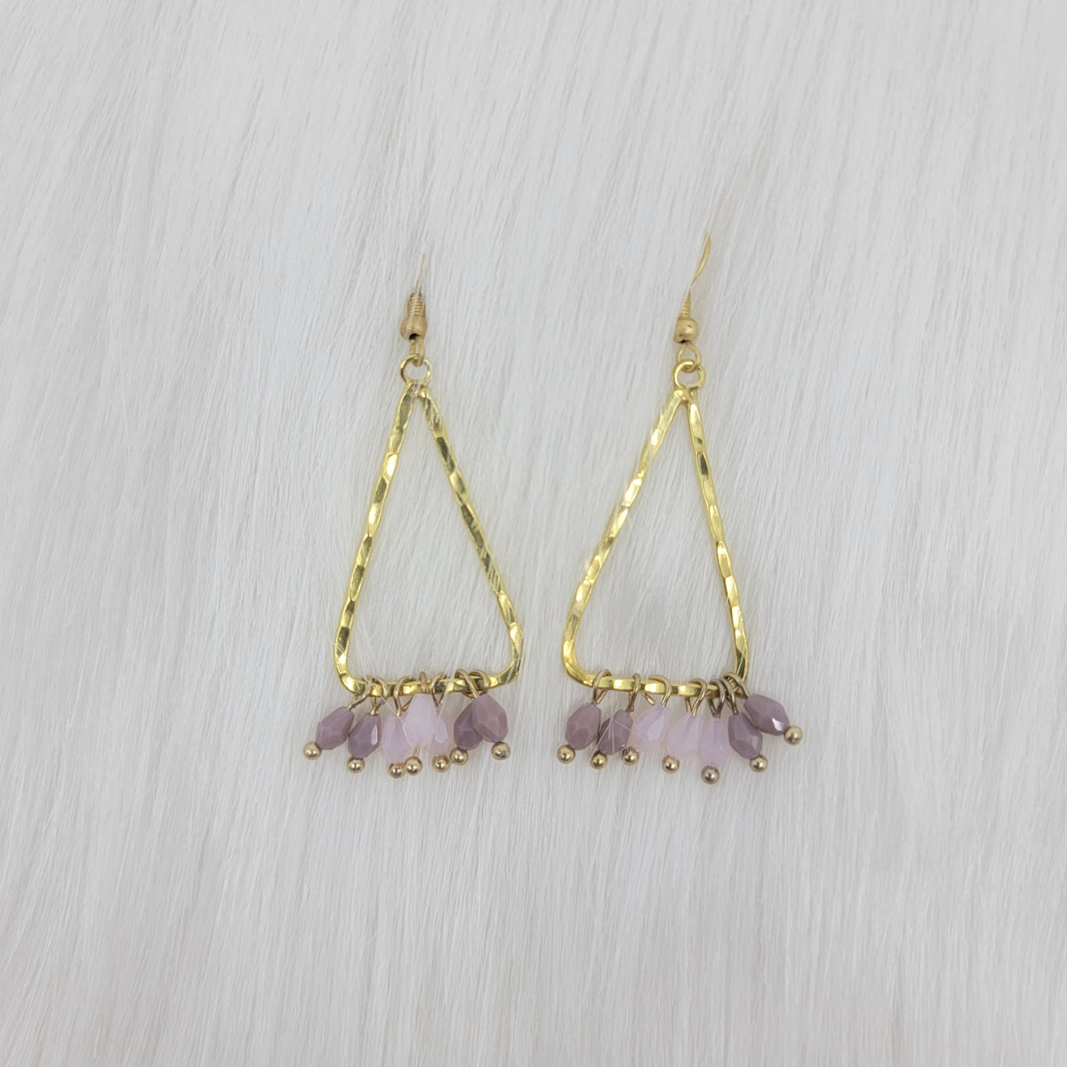 Hammered Triangle Dangle With Crystal Earrings