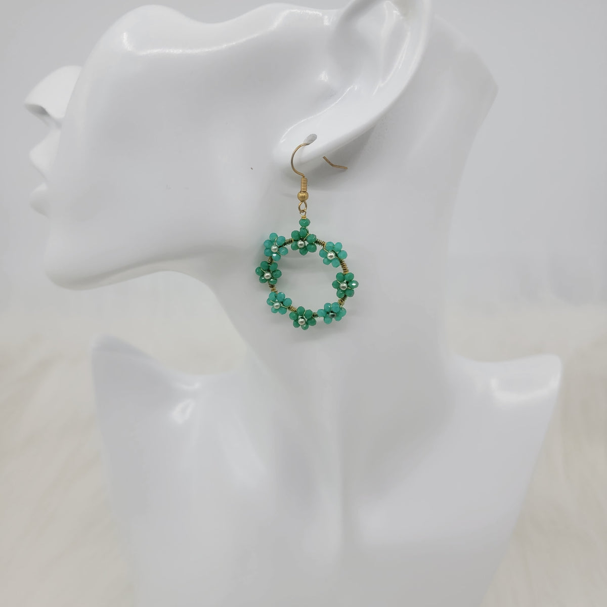 Crystal Flower Wire Wrapped Earrings