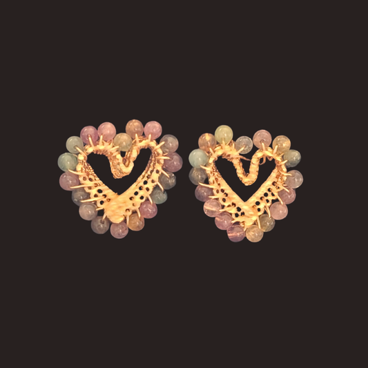 Tourmaline Heart Stud Earrings