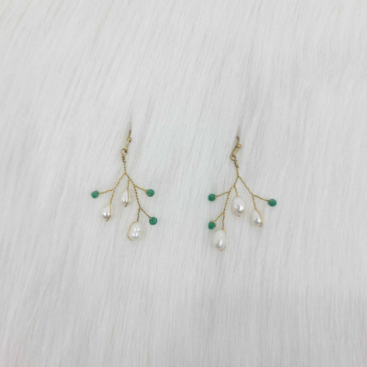Wire Wrapped Pearls With Crystal Beads Earrings