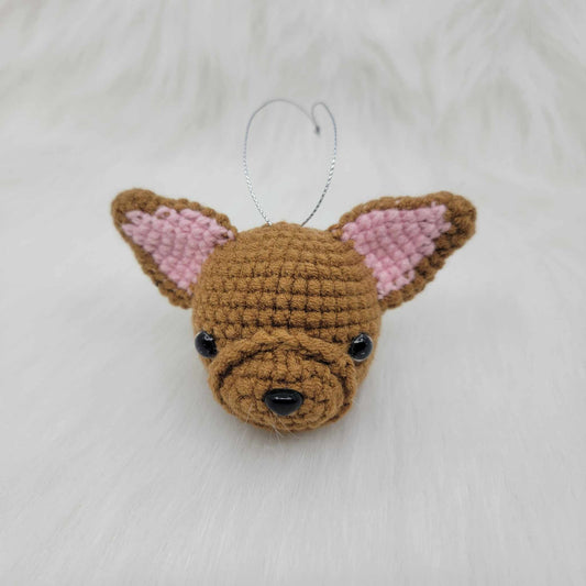 Crochet Dog Ornament Brown Chihuahua