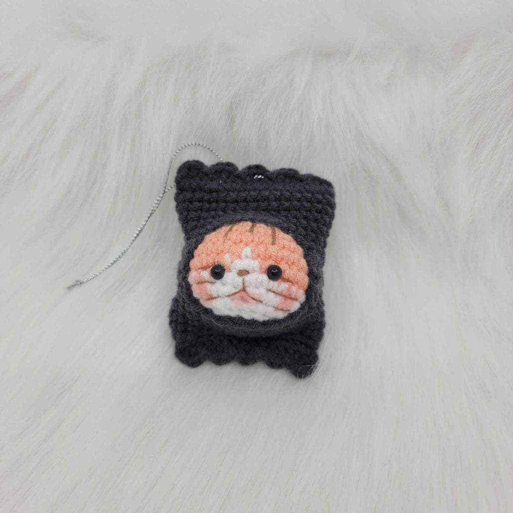 Crochet Cute Cat Peek Out Of The Black Bag Ornament