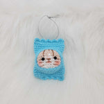 Crochet Cute Cat Peek Out Of The Blue Bag Ornament