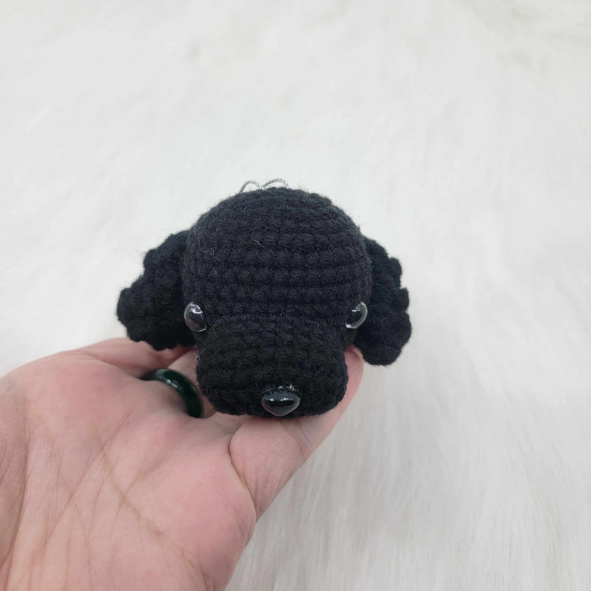 Crochet Dog Ornament Black Poodle