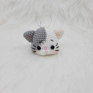 Crochet Gray/White Cat Ornament