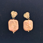 Silver Rose Baroque Pearl Stud Earrings
