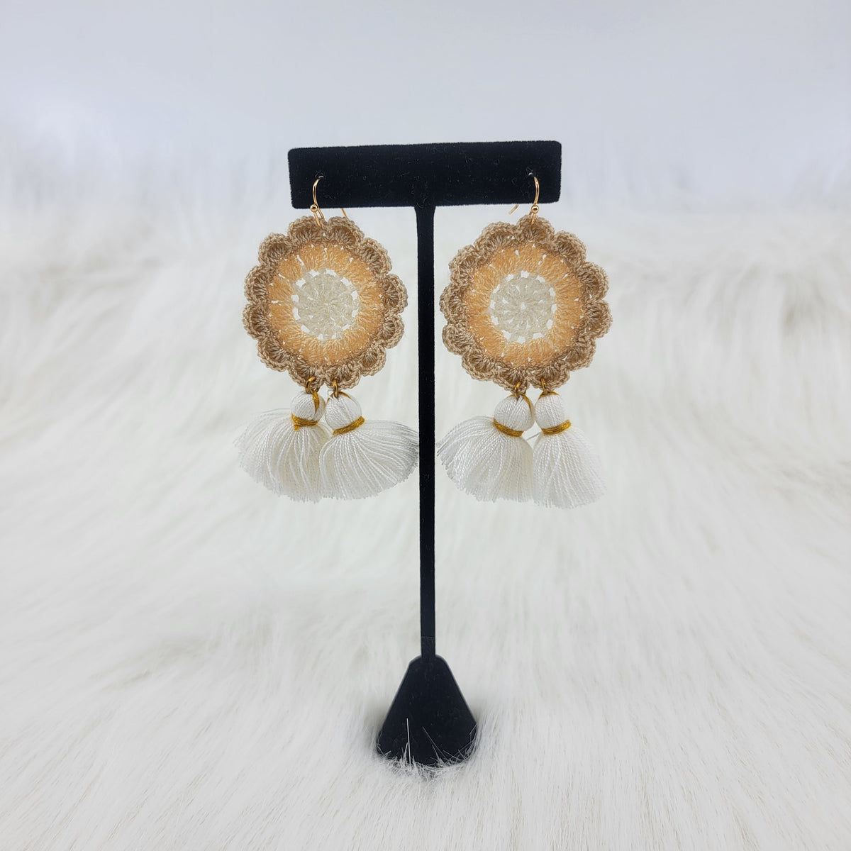 Flower Crochet Earrings With Tassels