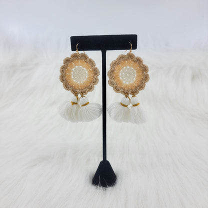 Flower Crochet Earrings With Tassels