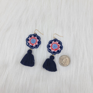 3 Colors Flower Crochet Earrings With Tassels