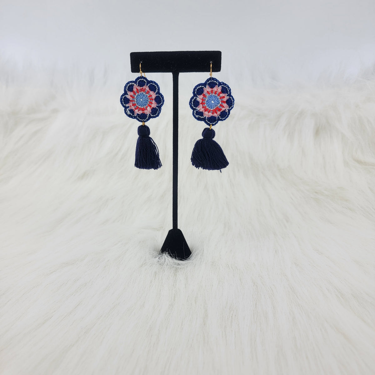 3 Colors Flower Crochet Earrings With Tassels