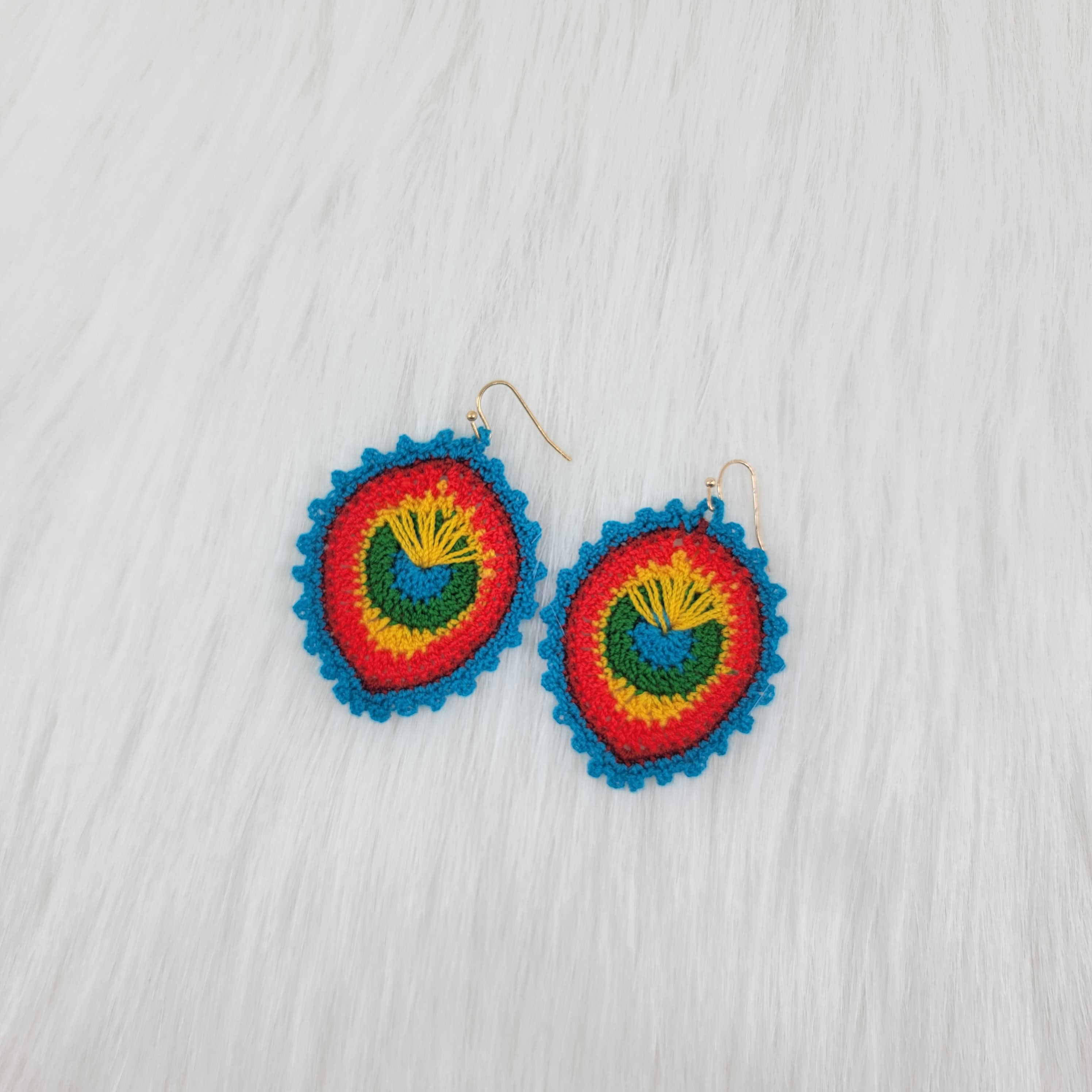Peacock Crochet Earrings