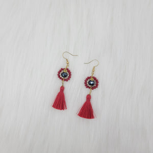 Crystal Beads Earrings With Tassels