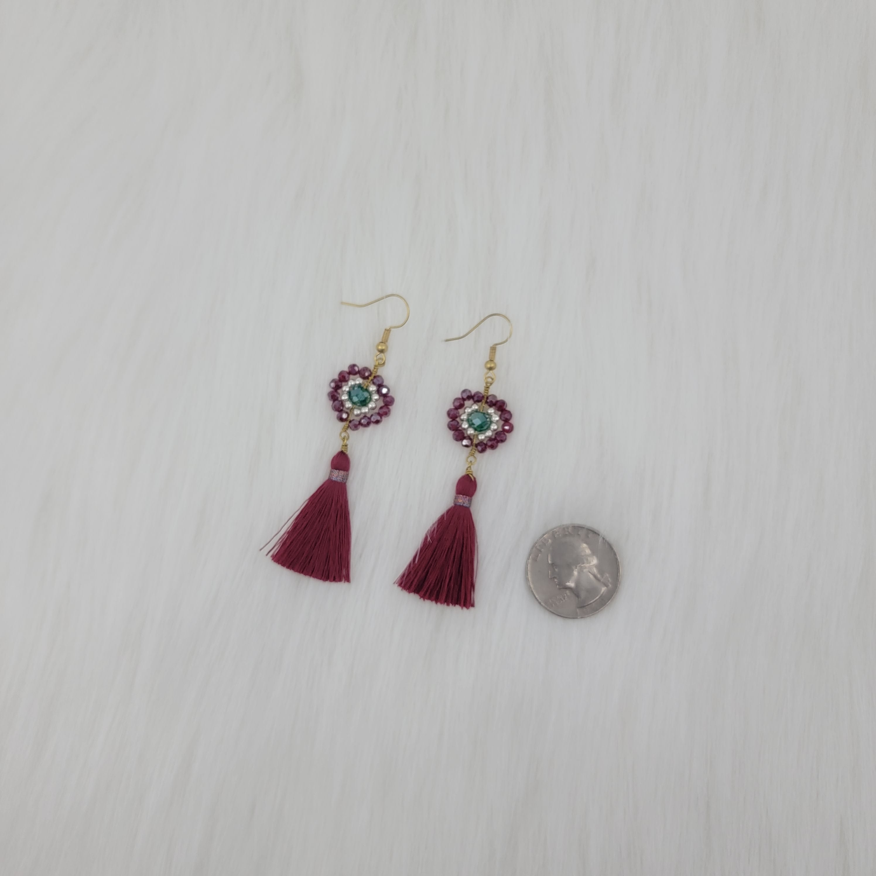 Crystal Beads Earrings With Tassels