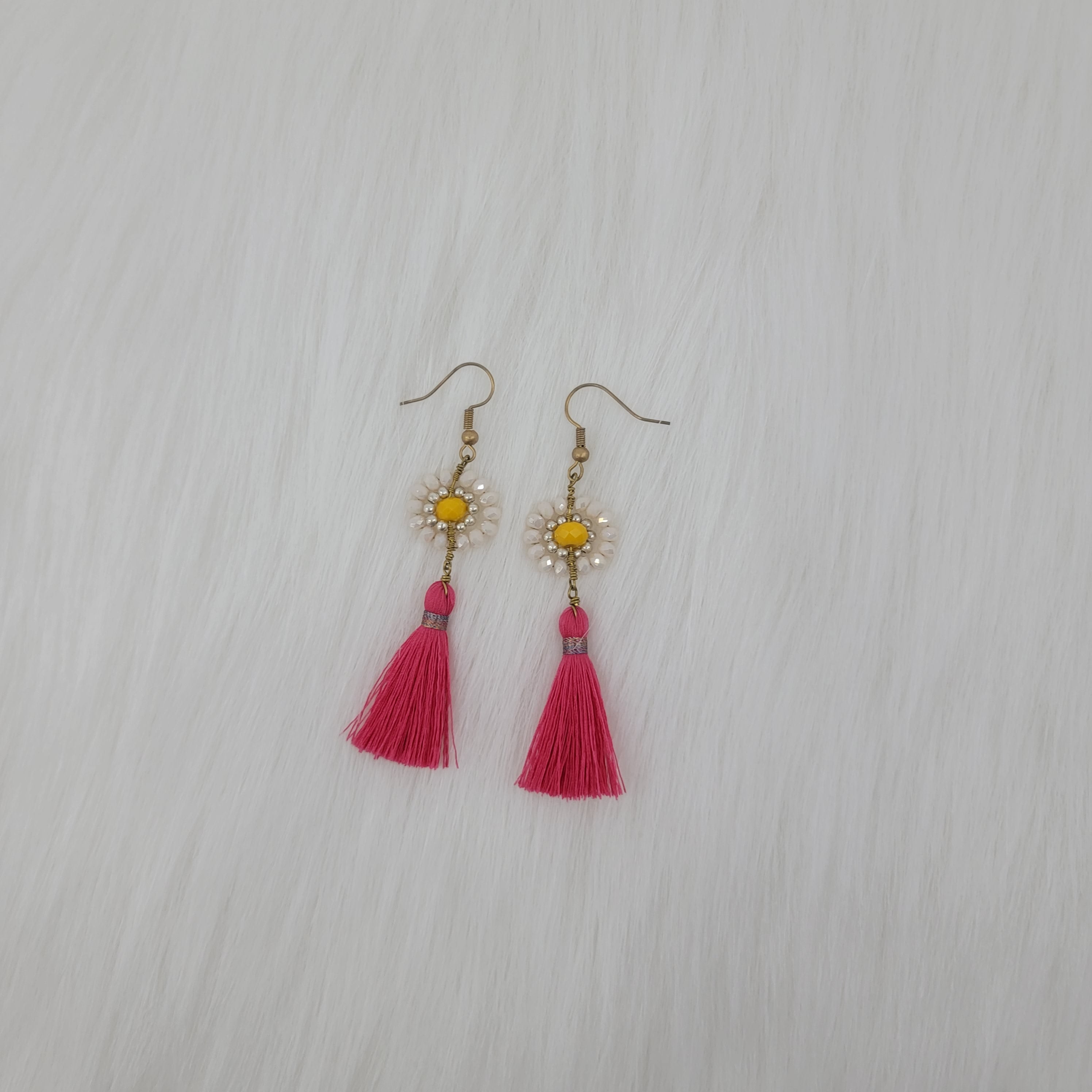 Crystal Beads Earrings With Tassels