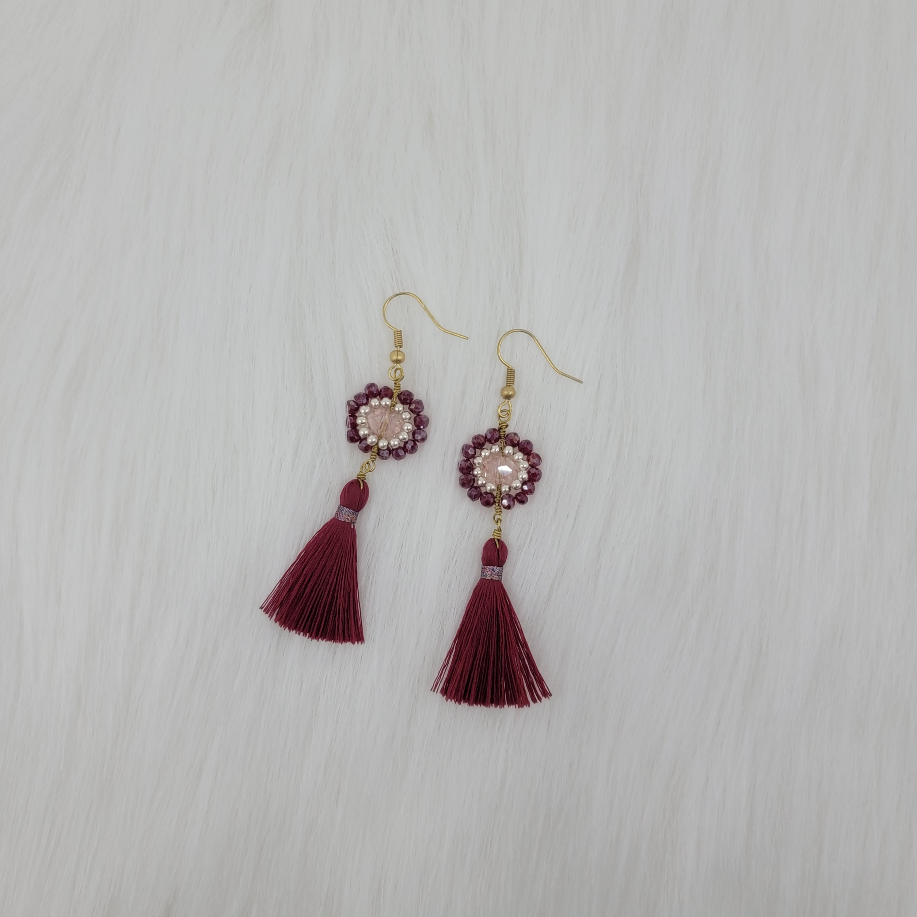 Crystal Beads Earrings With Tassels