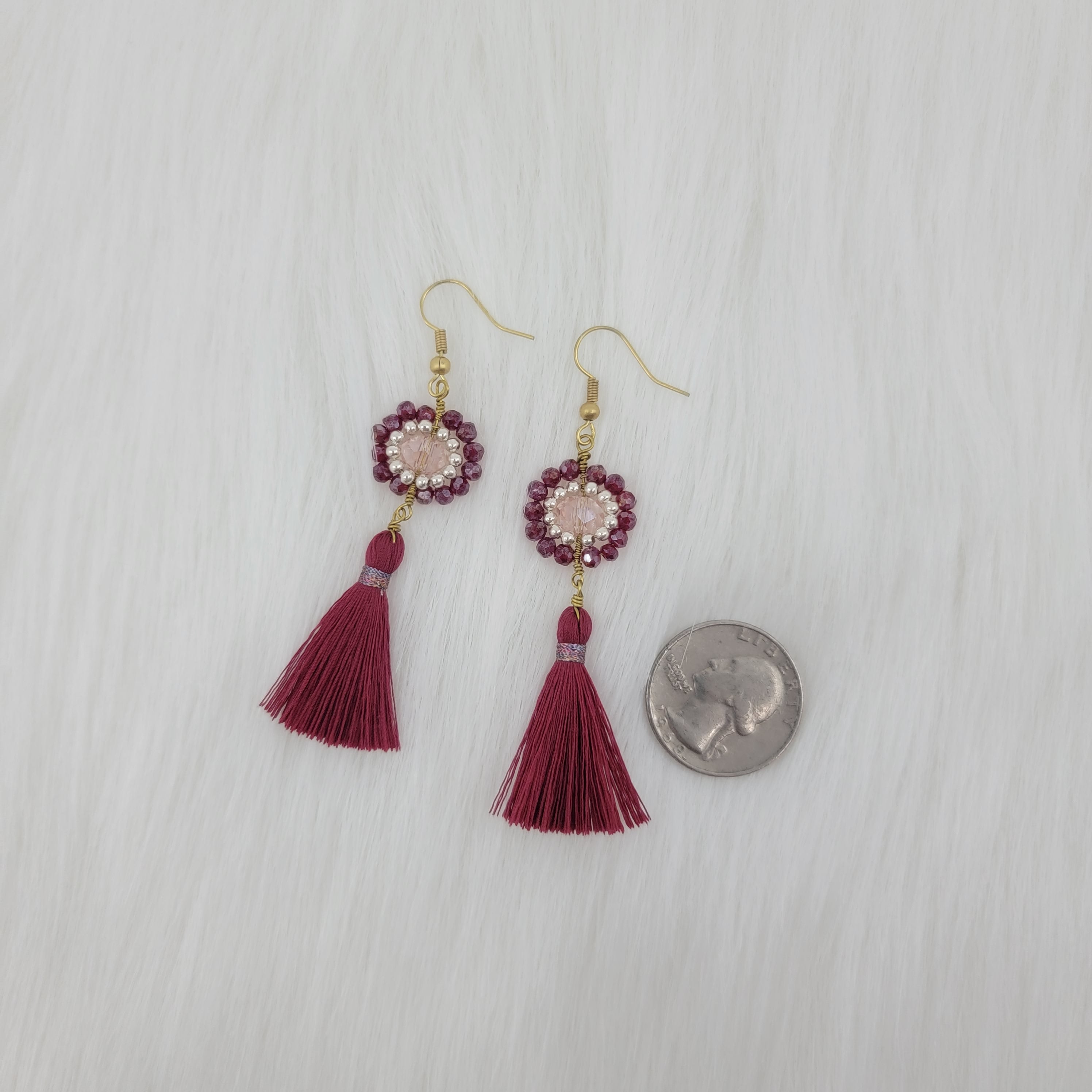 Crystal Beads Earrings With Tassels