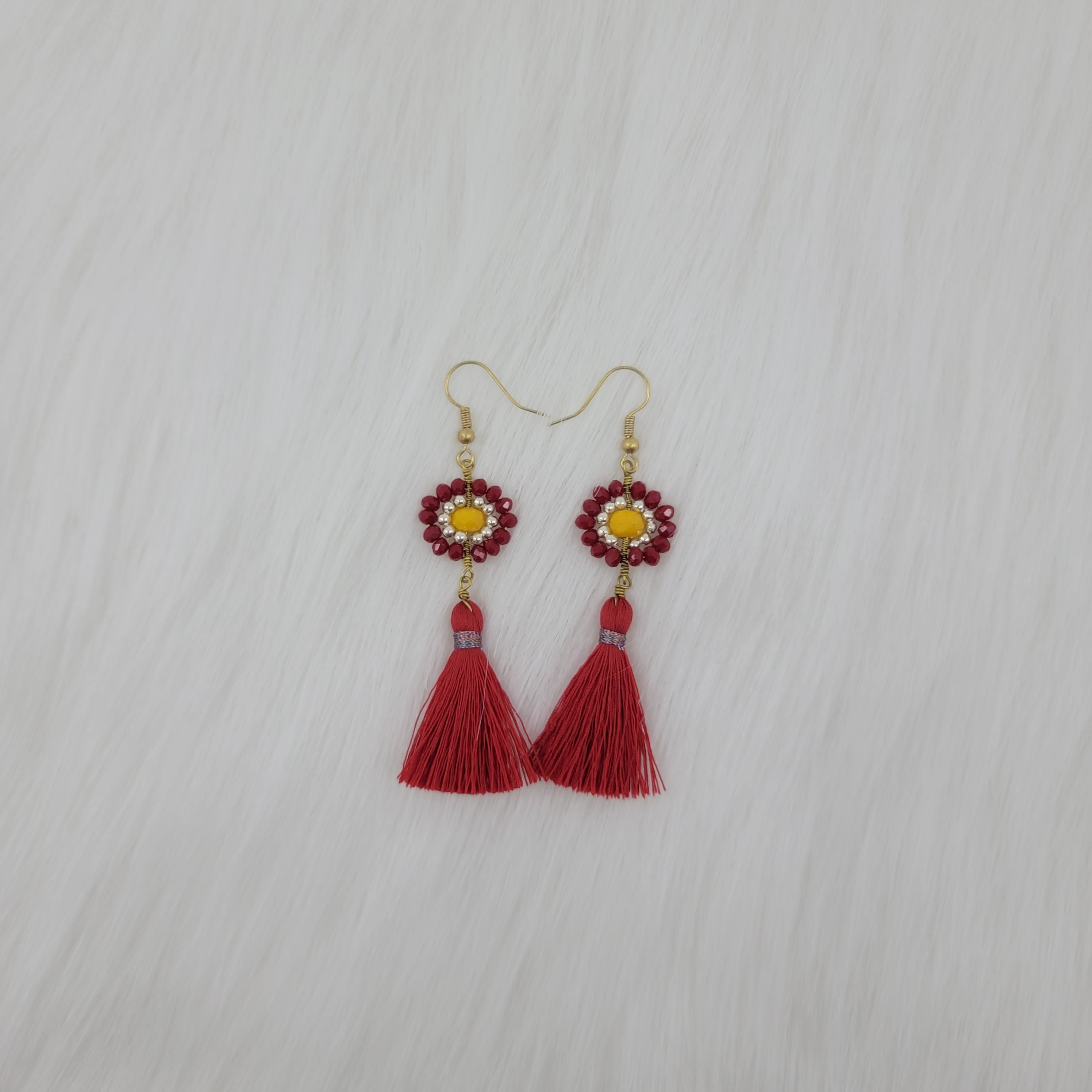 Crystal Beads Earrings With Tassels