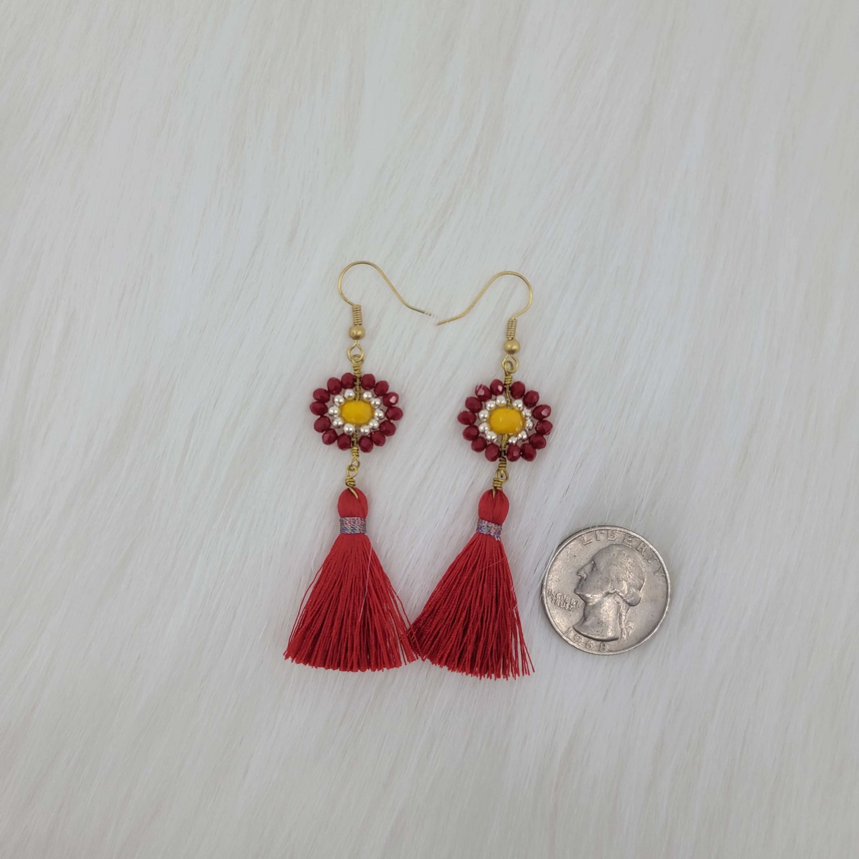 Crystal Beads Earrings With Tassels