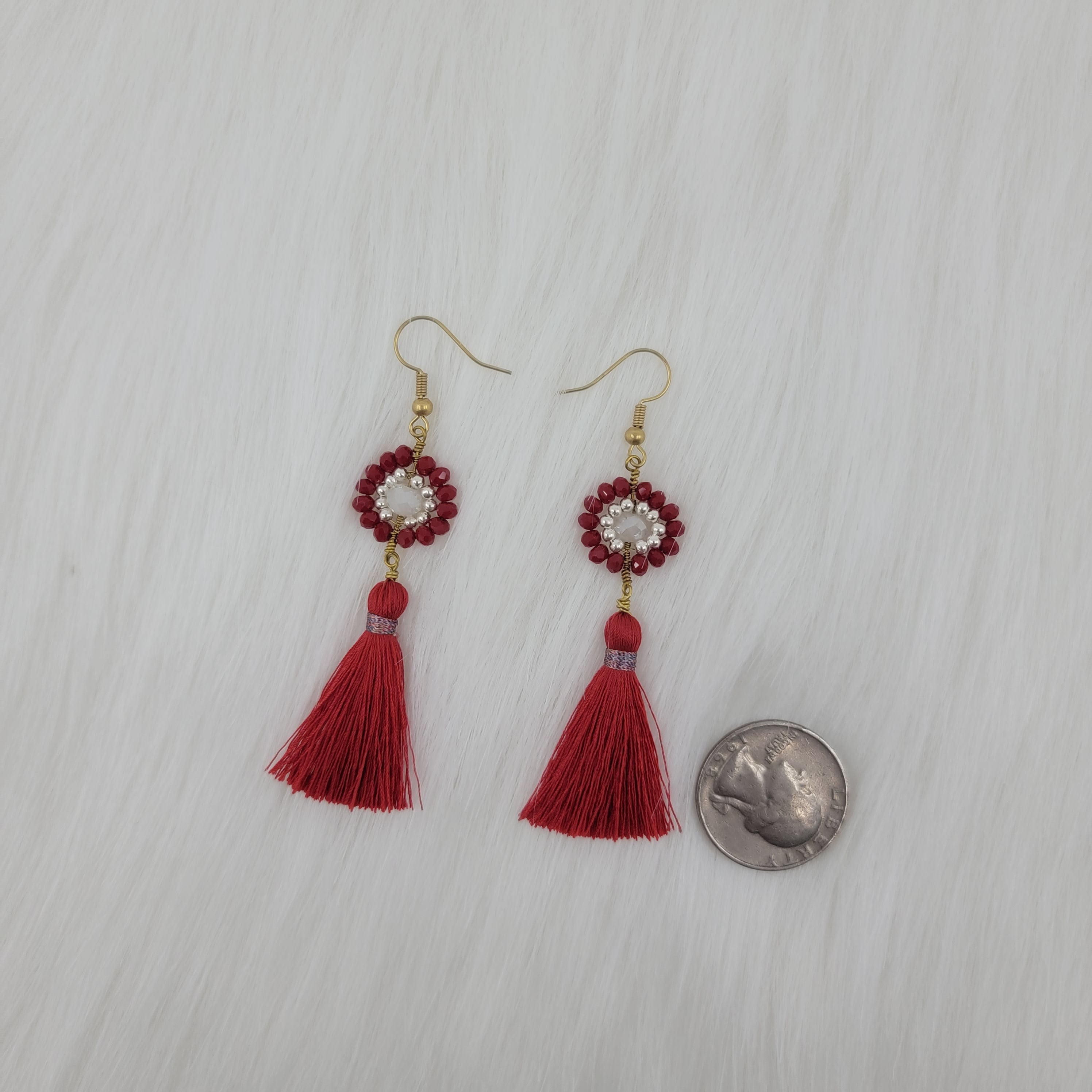 Crystal Beads Earrings With Tassels