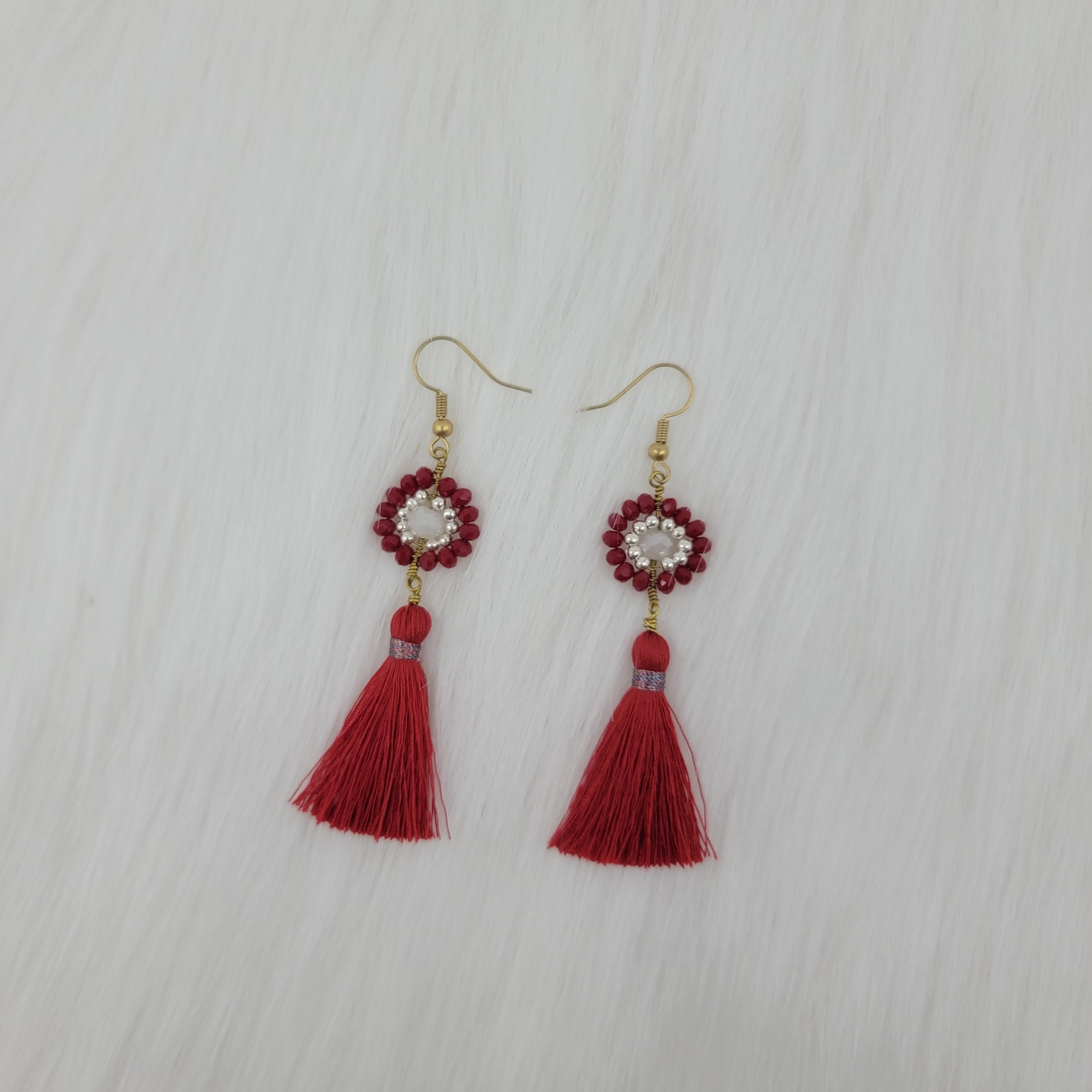 Crystal Beads Earrings With Tassels