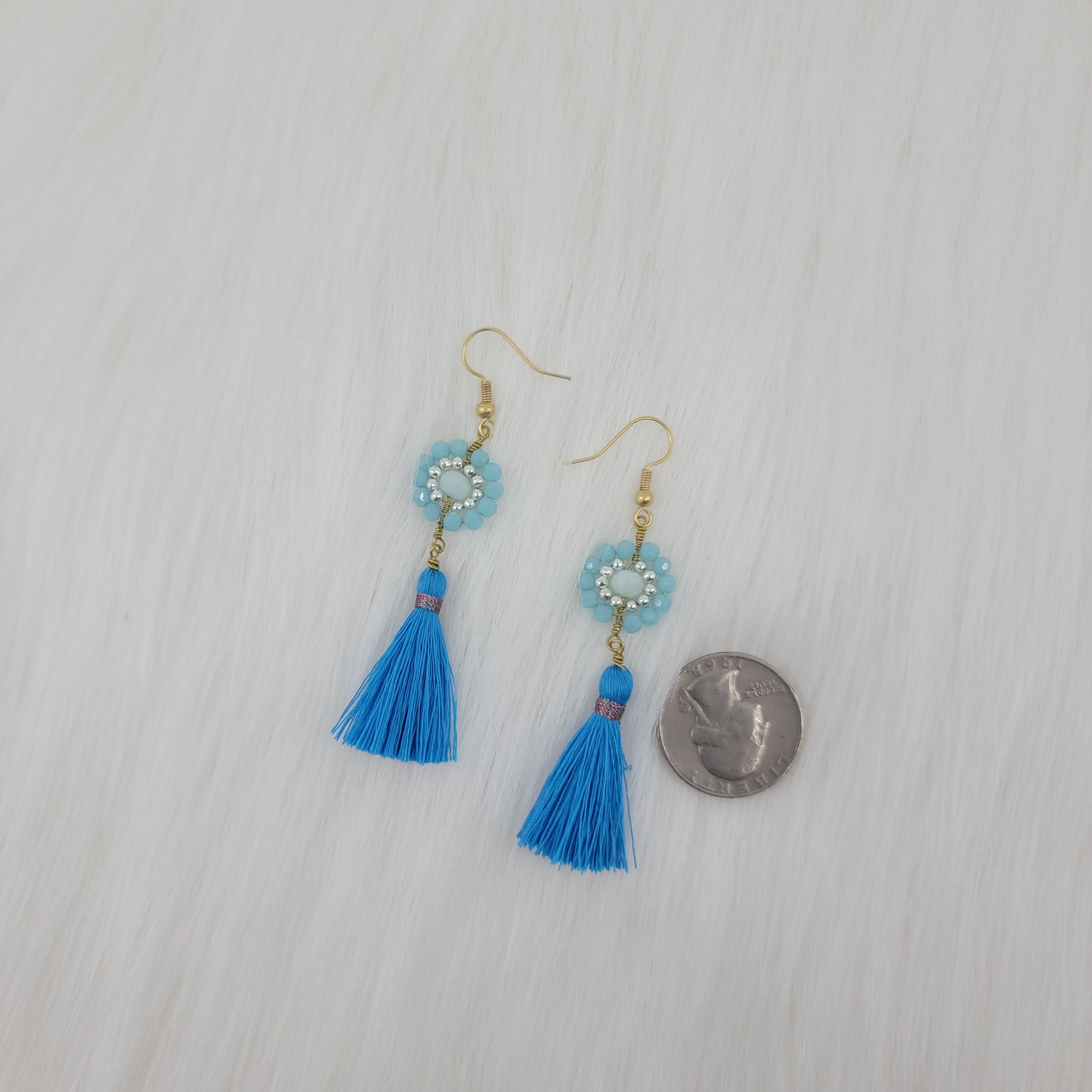 Crystal Beads Earrings With Tassels