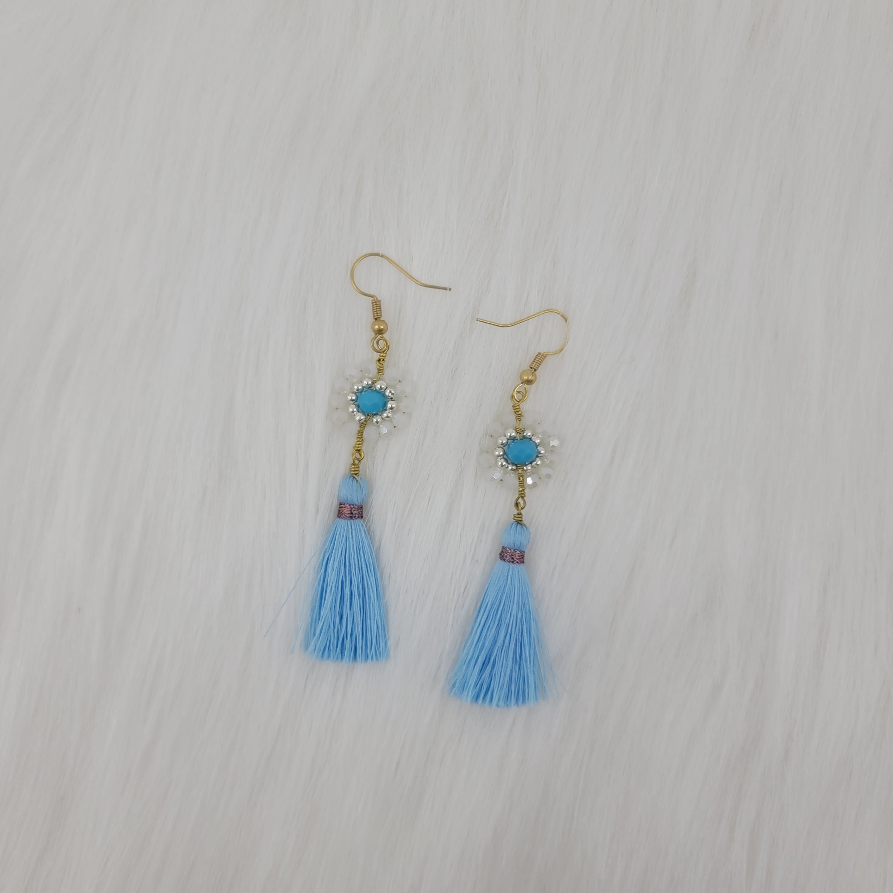 Crystal Beads Earrings With Tassels