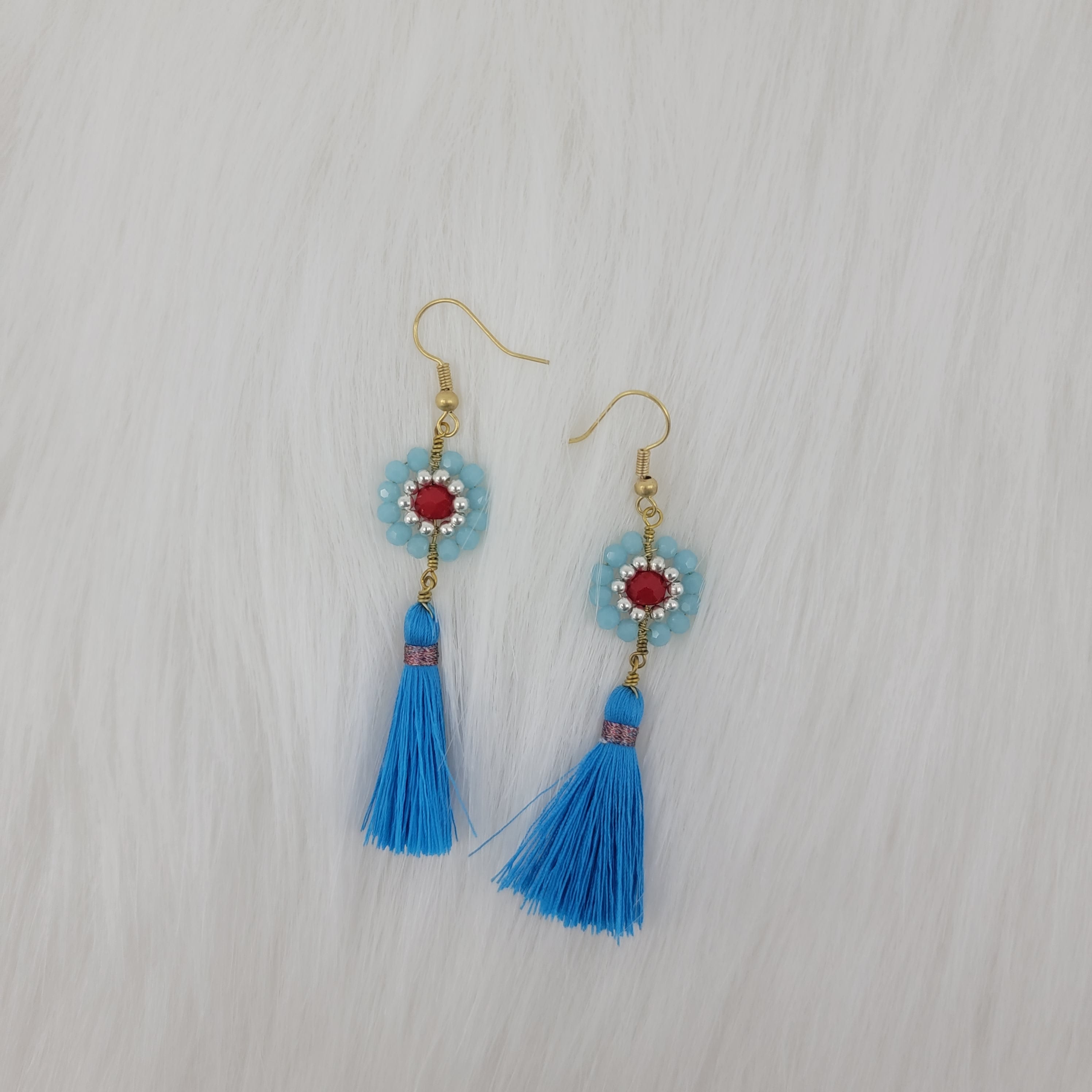 Crystal Beads Earrings With Tassels