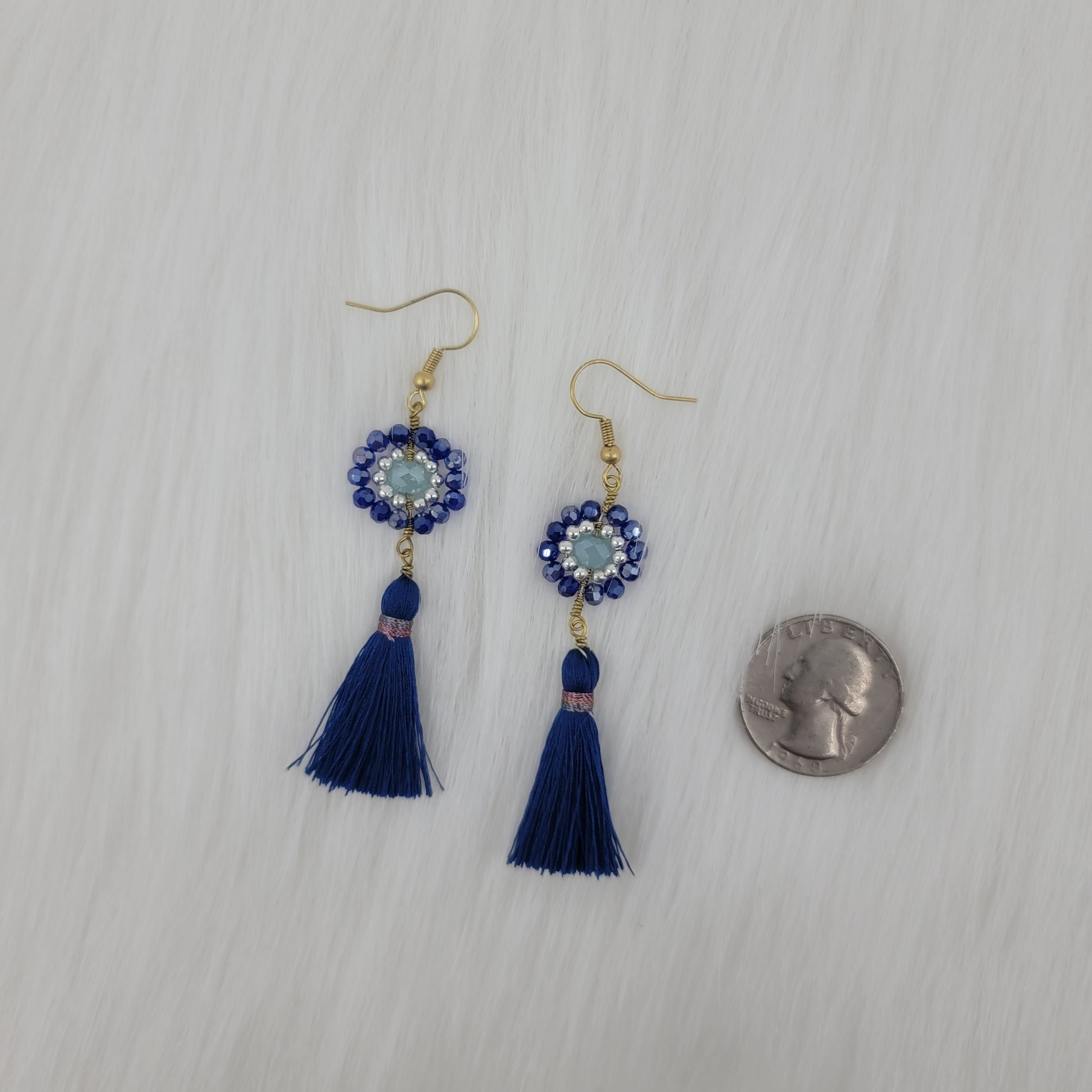 Crystal Beads Earrings With Tassels