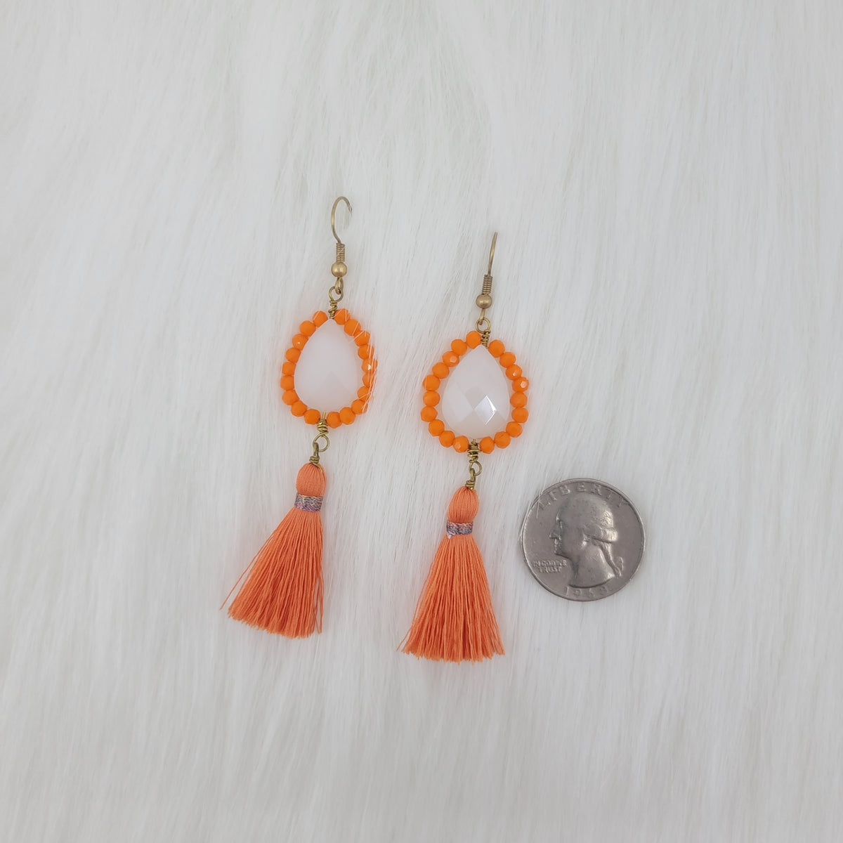 Crystal Beads Wrapped Teardrop Earrings With Tassels