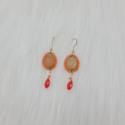 Crystal Beads Wrapped Teardrop Earrings With Drop Crystal