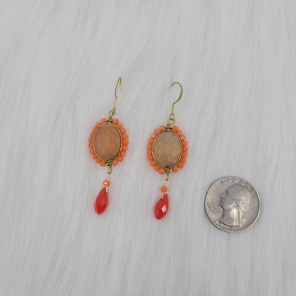 Crystal Beads Wrapped Teardrop Earrings With Drop Crystal