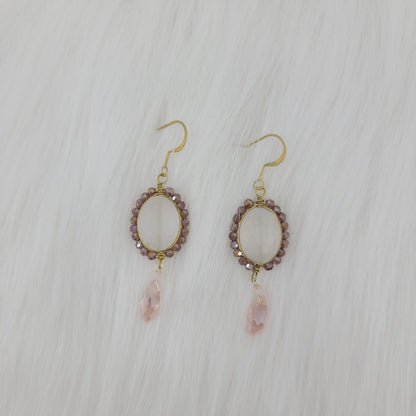 Crystal Beads Wrapped Teardrop Earrings With Drop Crystal