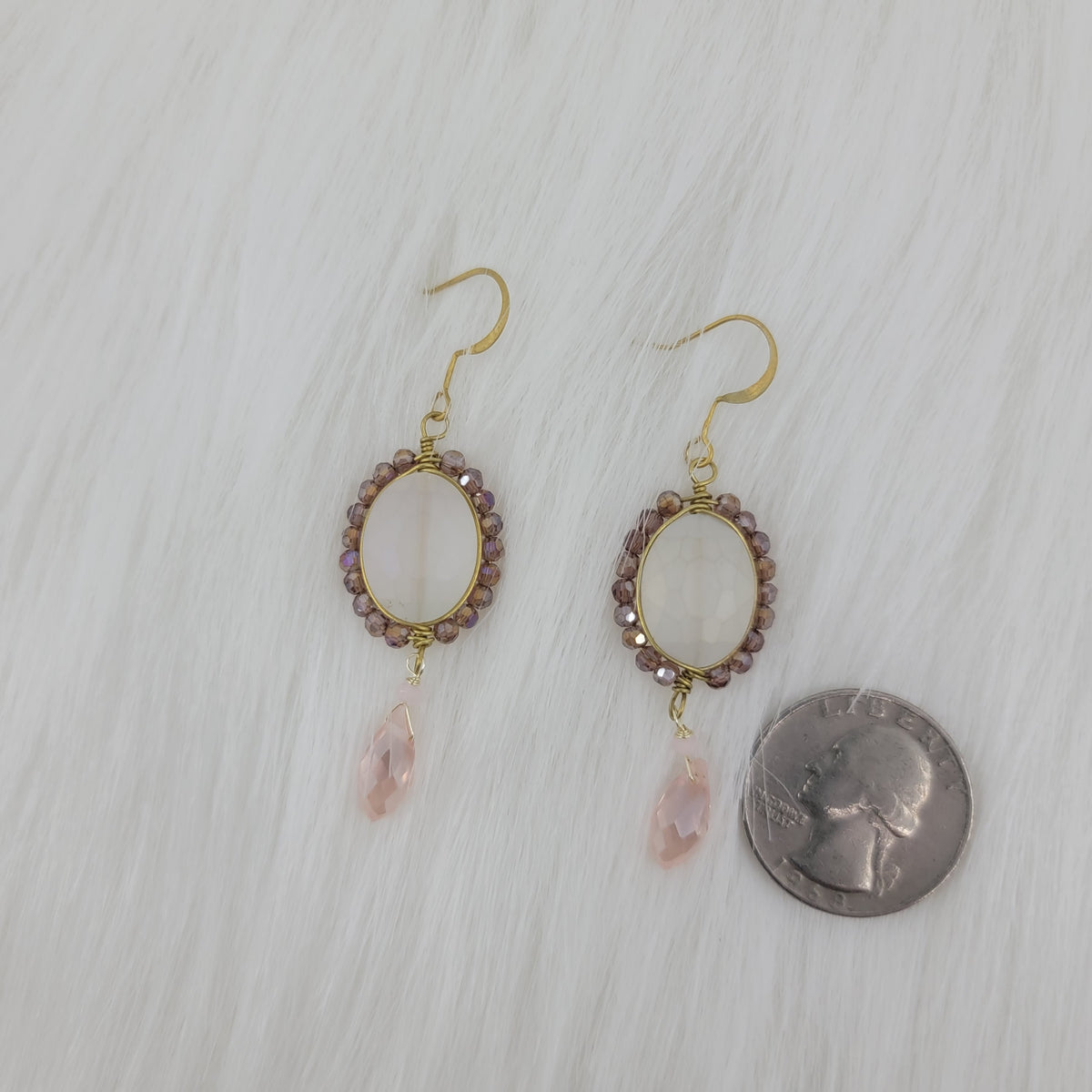 Crystal Beads Wrapped Teardrop Earrings With Drop Crystal