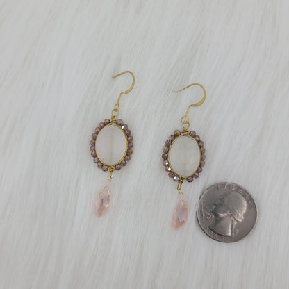 Crystal Beads Wrapped Teardrop Earrings With Drop Crystal