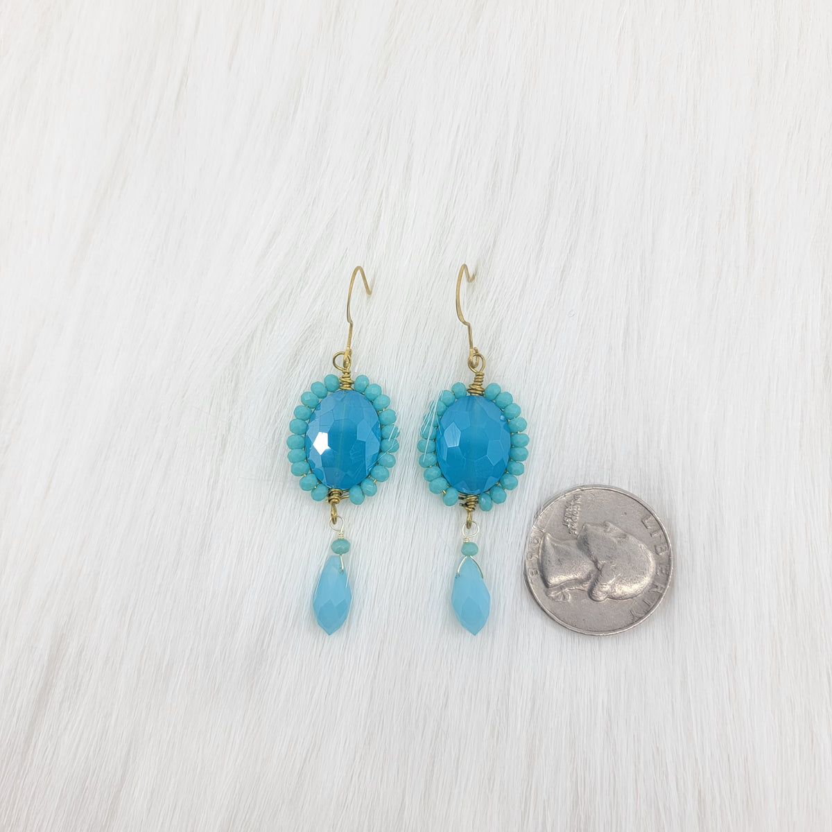 Crystal Beads Wrapped Teardrop Earrings With Drop Crystal