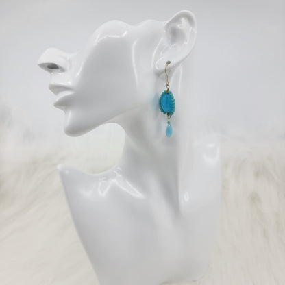 Crystal Beads Wrapped Teardrop Earrings With Drop Crystal