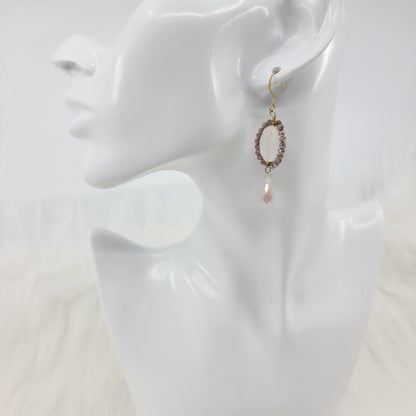 Crystal Beads Wrapped Teardrop Earrings With Drop Crystal