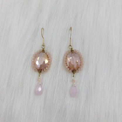 Crystal Beads Wrapped Teardrop Earrings With Drop Crystal